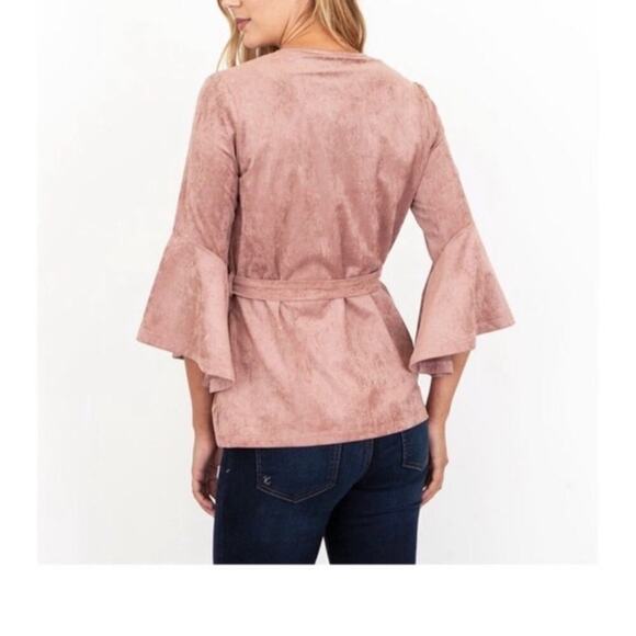 Kut From The Kloth Wrap Top Cardigan Bell Sleeve Size Small Suede Feel - Picture 2 of 6